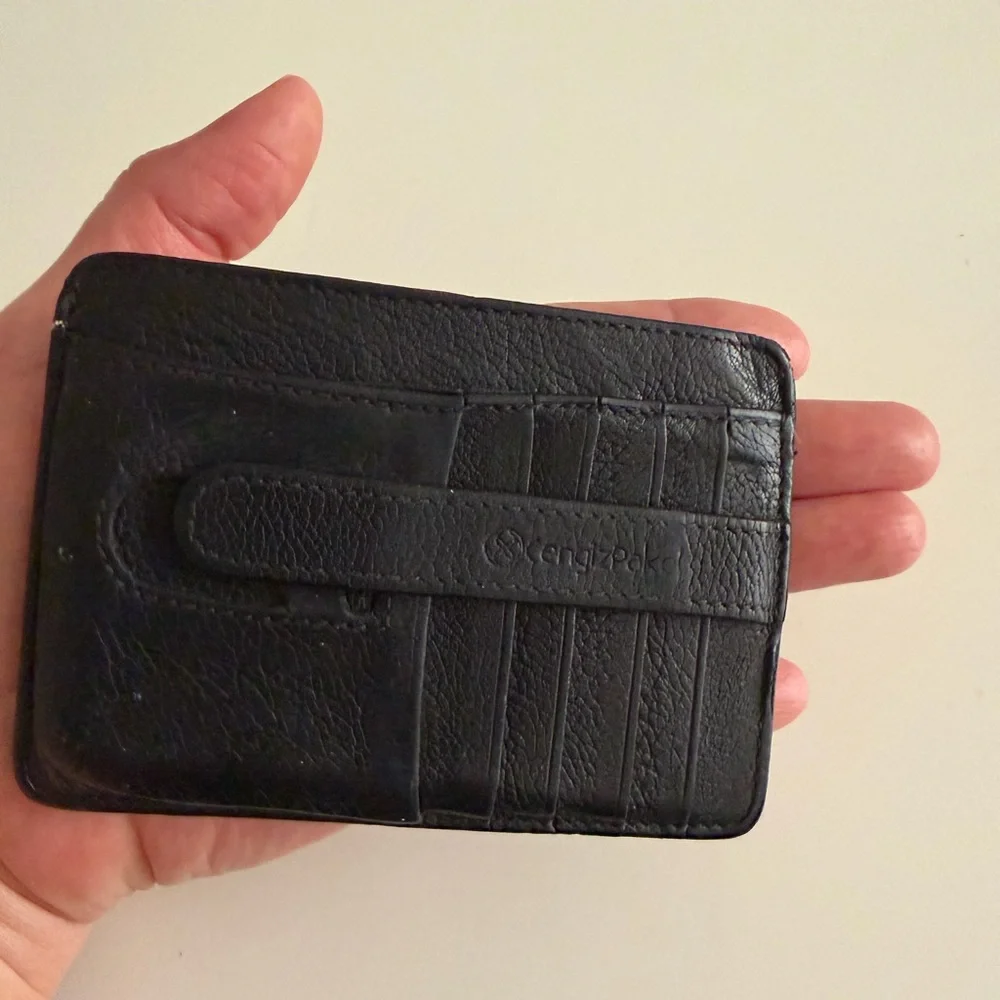 Black Leather C ard Holder  Wallet CengizPake Slim Minimalist Credit Card Case
